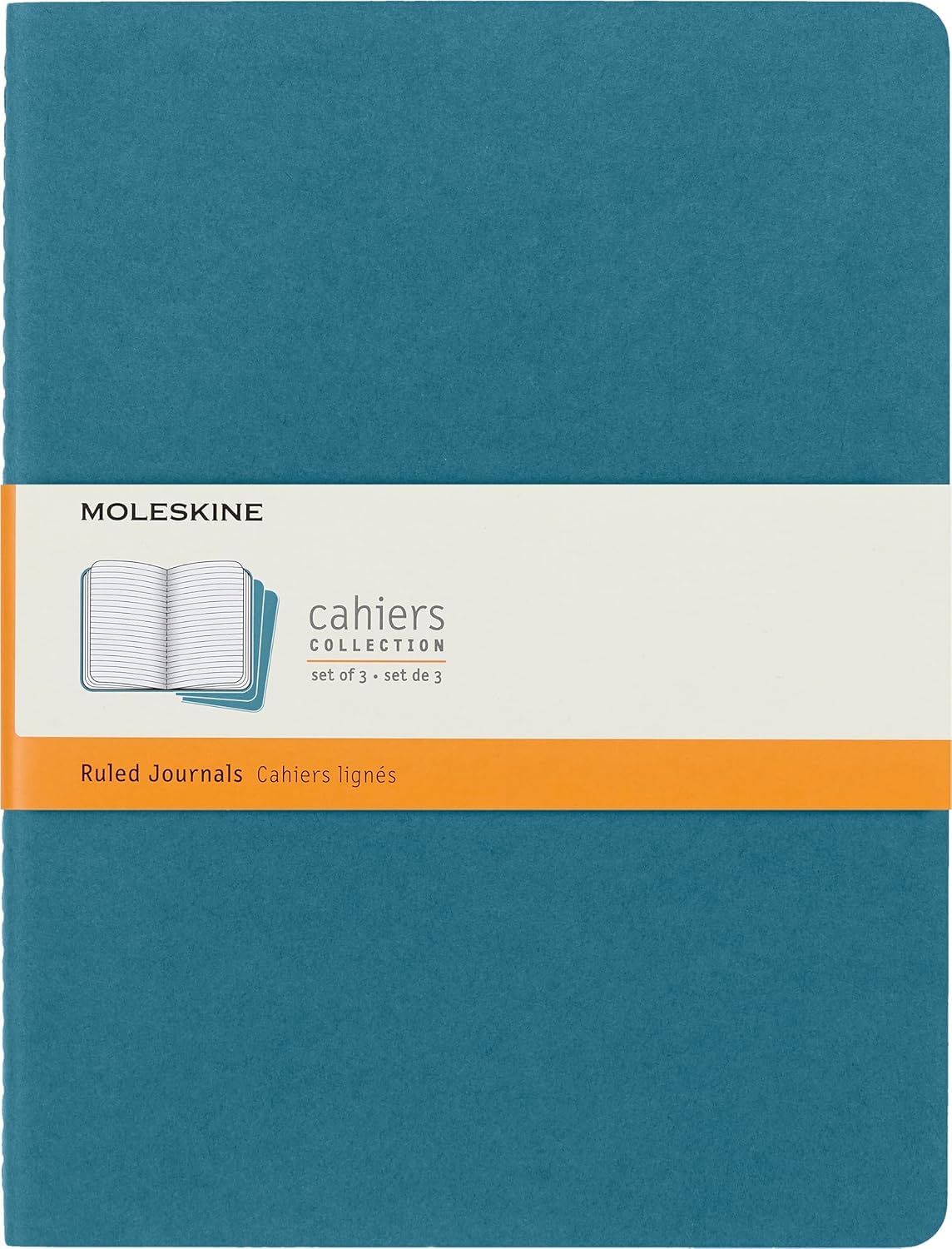 moleskine-cahier-journal-set-3-quaderni-xl-19x25-cm-blu-brillante-a-righe-124-pa image 1