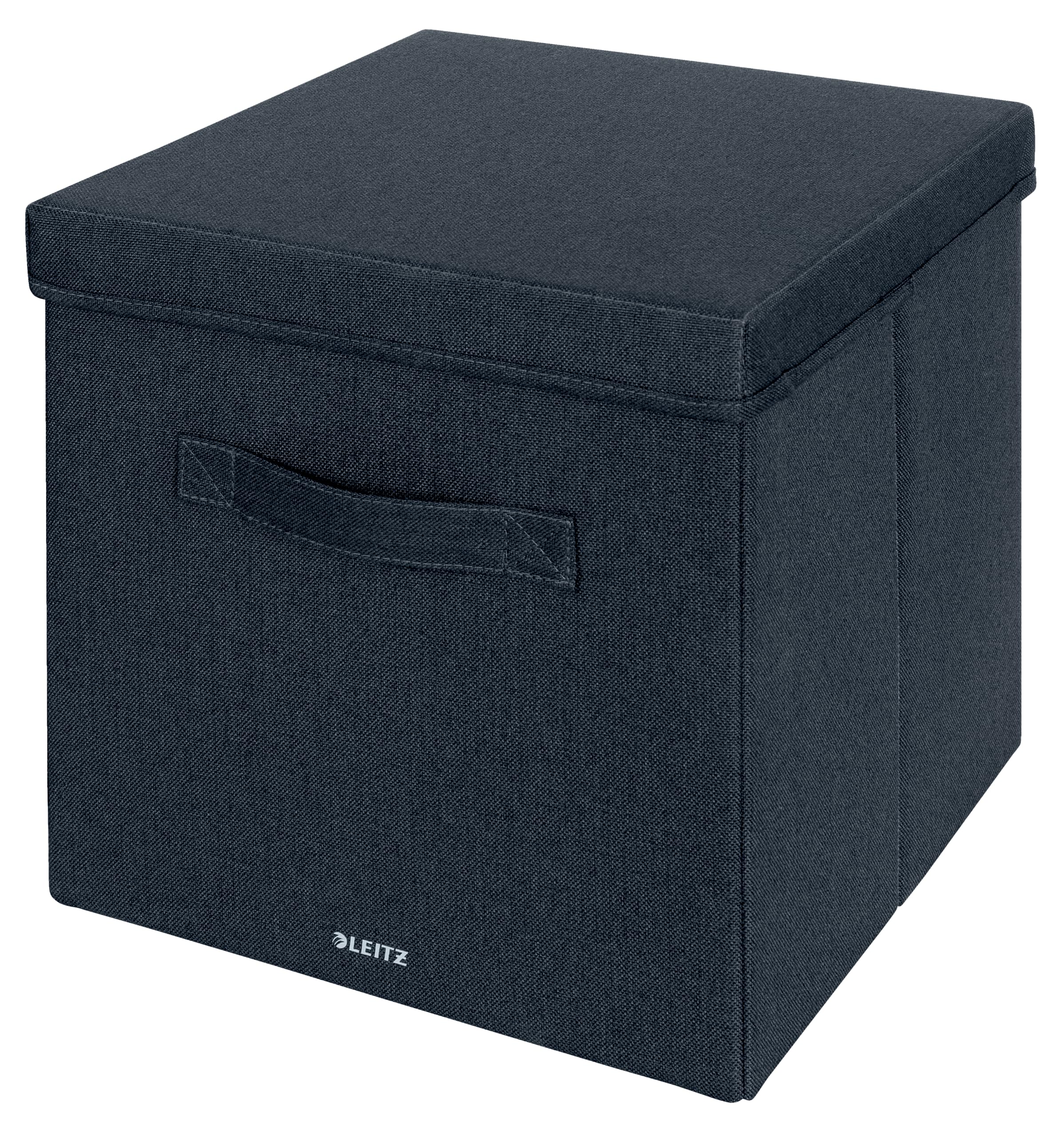 leitz-set-2-scatole-portaoggetti-tessuto-cubo-con-coperchio-grigio image 1