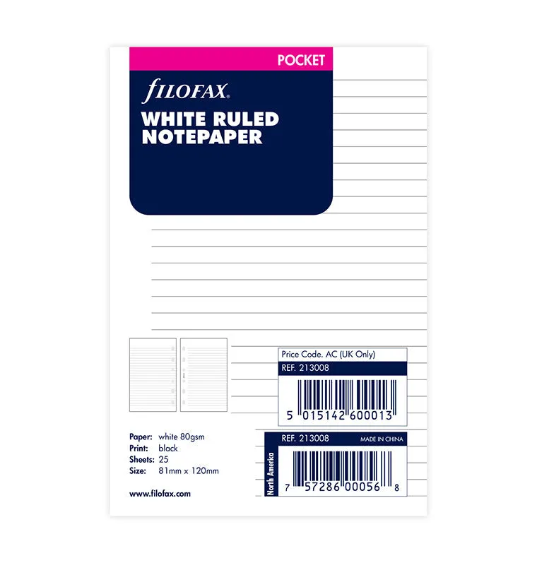 filofax-fogli-a-righe-bianchi-pocket-25-fogli image 1