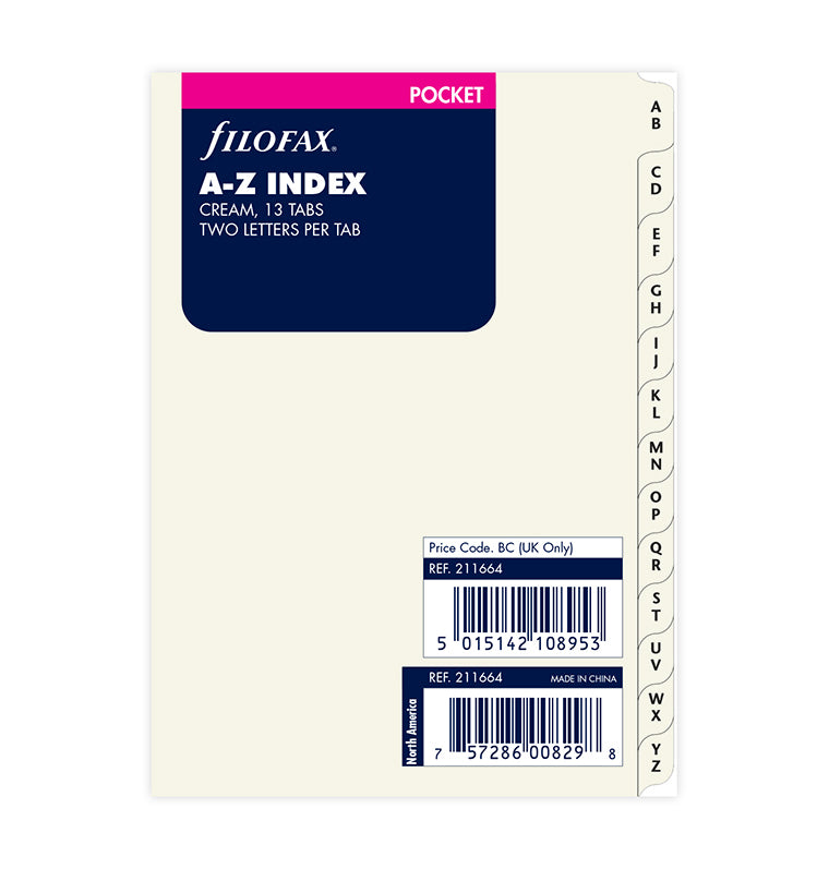 filofax-indice-a-z-2-lettere-per-linguetta-crema-pocket image 1