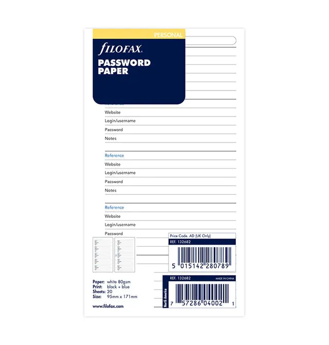 filofax-password-paper-refill-personal-ricambio-password image 1