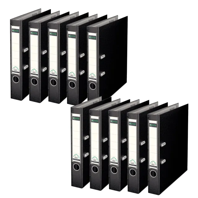 leitz-raccoglitore-ad-anelli-180-a4-dorso-50-mm-nero-confezione-10-pezzi image 1