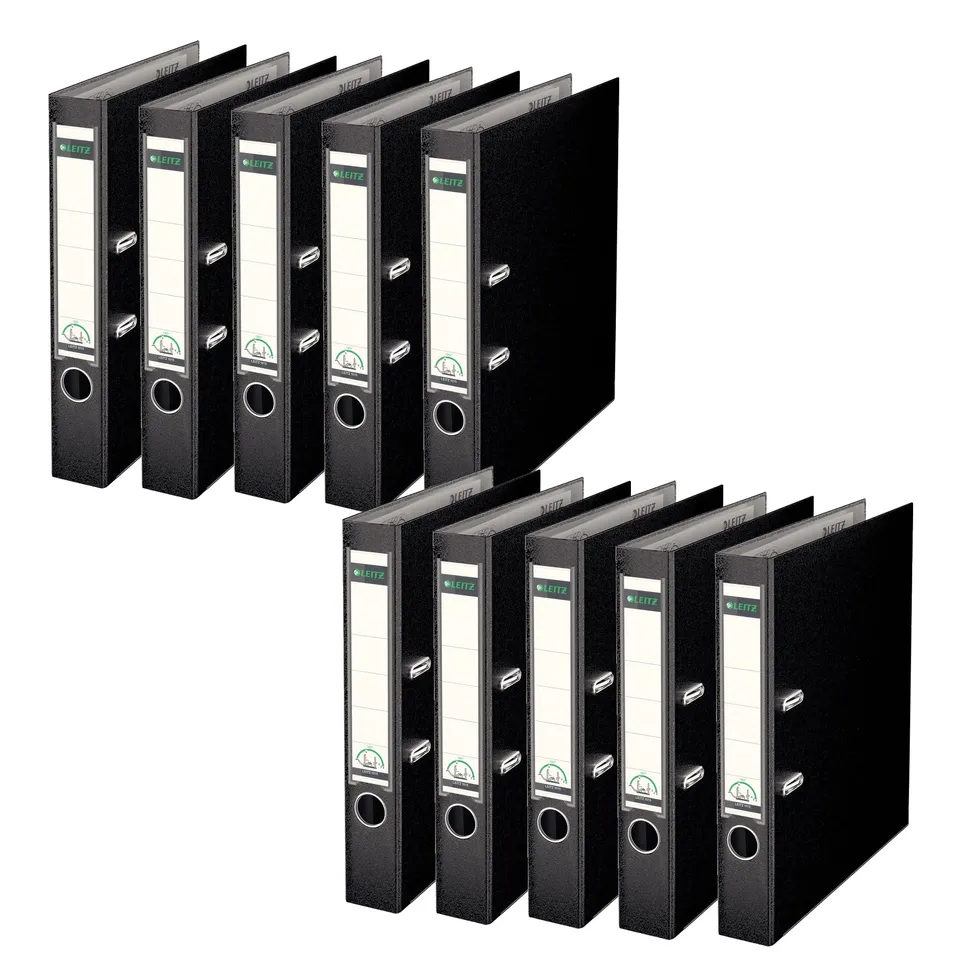 leitz-raccoglitore-ad-anelli-180-a4-dorso-50-mm-nero-confezione-10-pezzi image 1