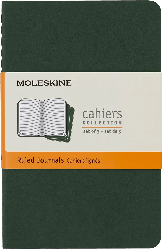 moleskine-cahier-journal-set-3-quaderni-a-righe-tascabile-verde-mirto image 1