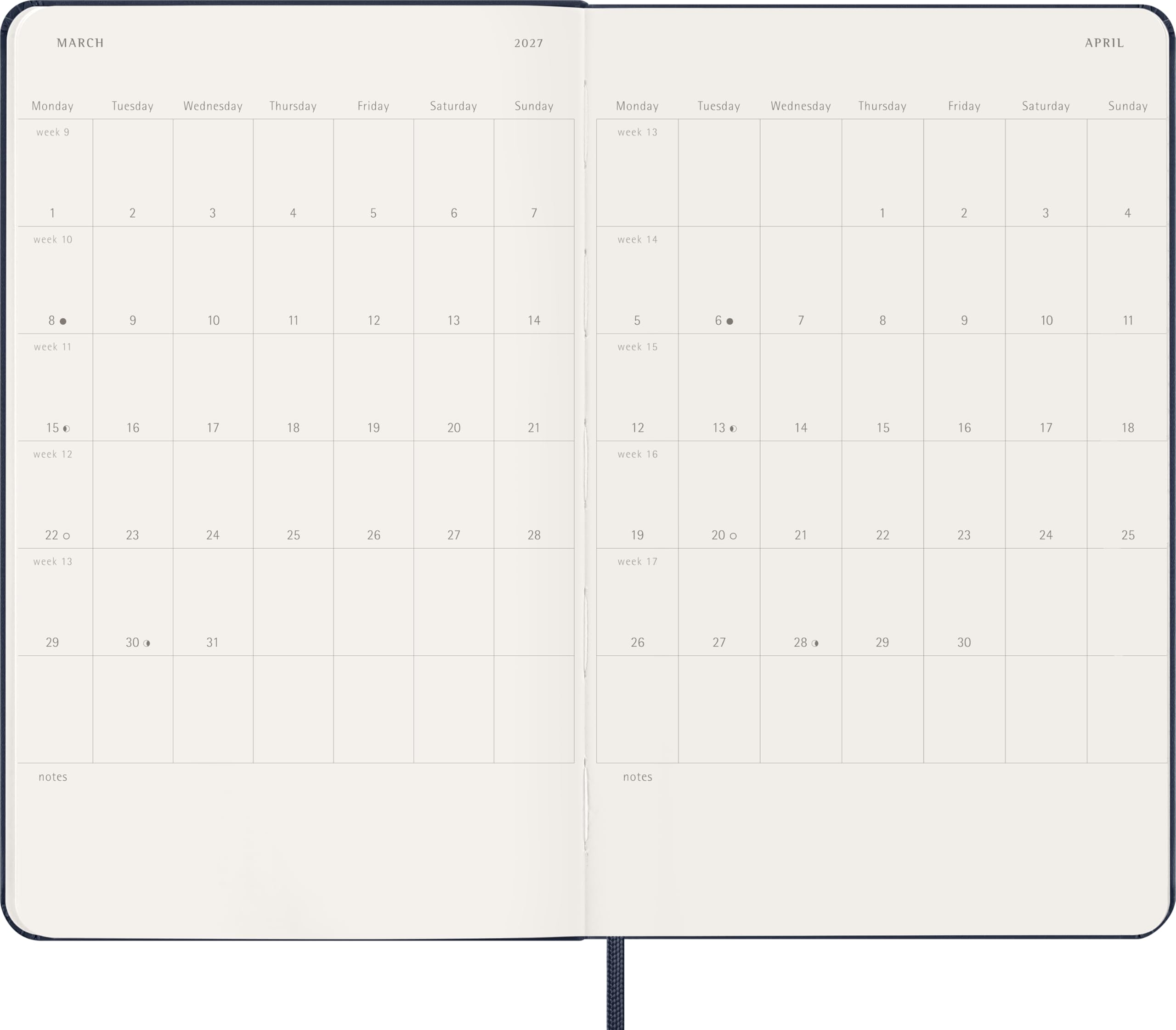 moleskine-agenda-settimanale-2027-large-13x21-cm-rigida-blu-zaffiro image 4