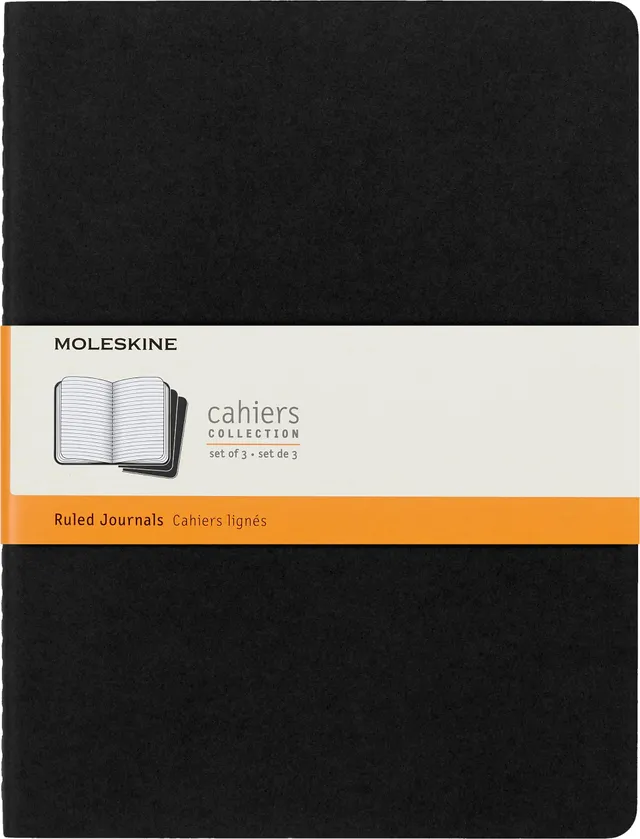 moleskine-cahier-journal-set-3-quaderni-a-righe-nero-xl-19x25-cm image 1