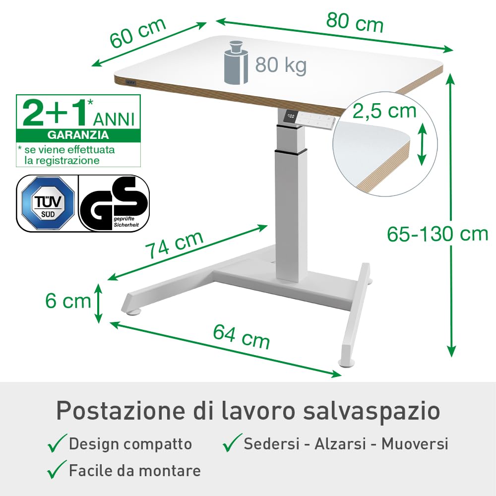 leitz-ergo-65340001-scrivania-sit-stand-elettrica-80-x-60-cm-bianca image 2
