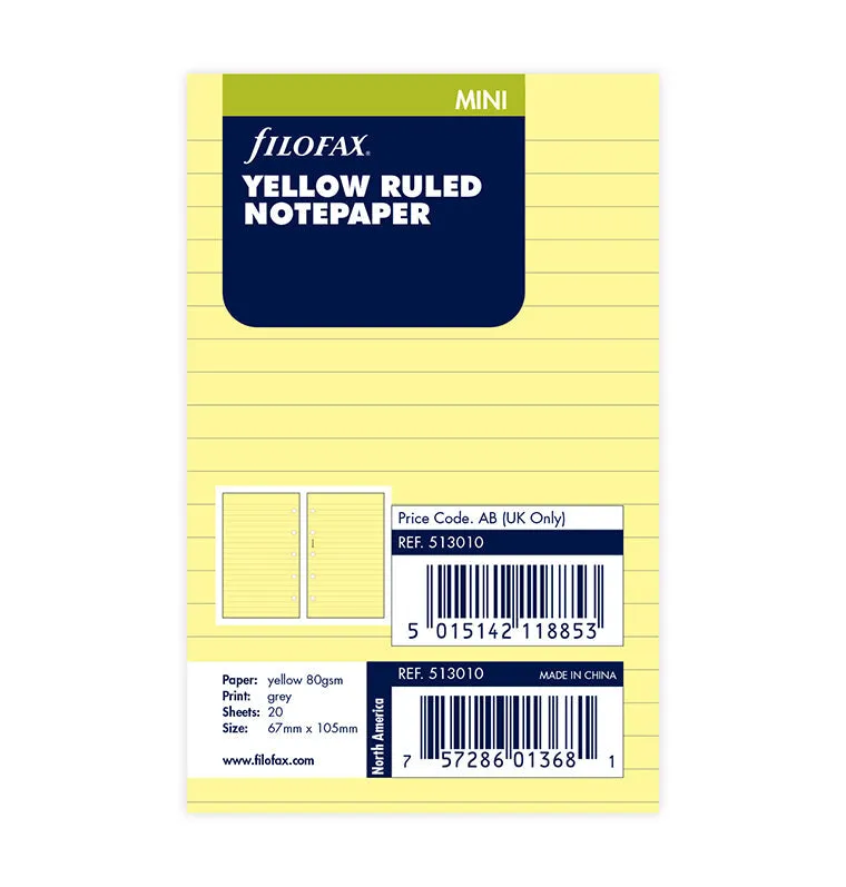 filofax-fogli-a-righe-gialli-mini-20-fogli image 1