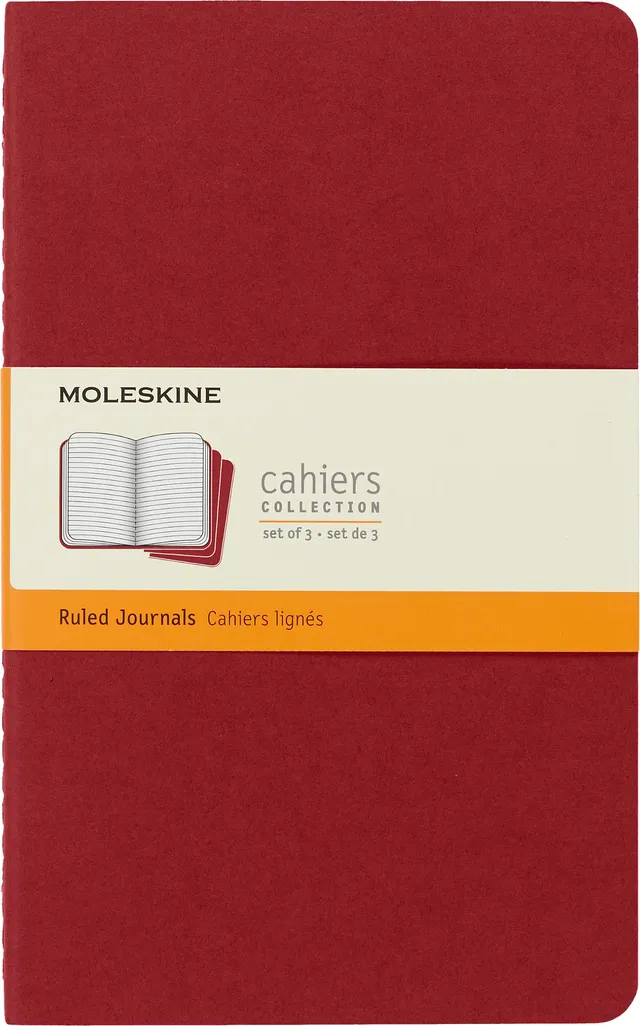 moleskine-cahier-journal-set-3-quaderni-a-righe-rosso-large-13x21-cm-80-pagine image 1