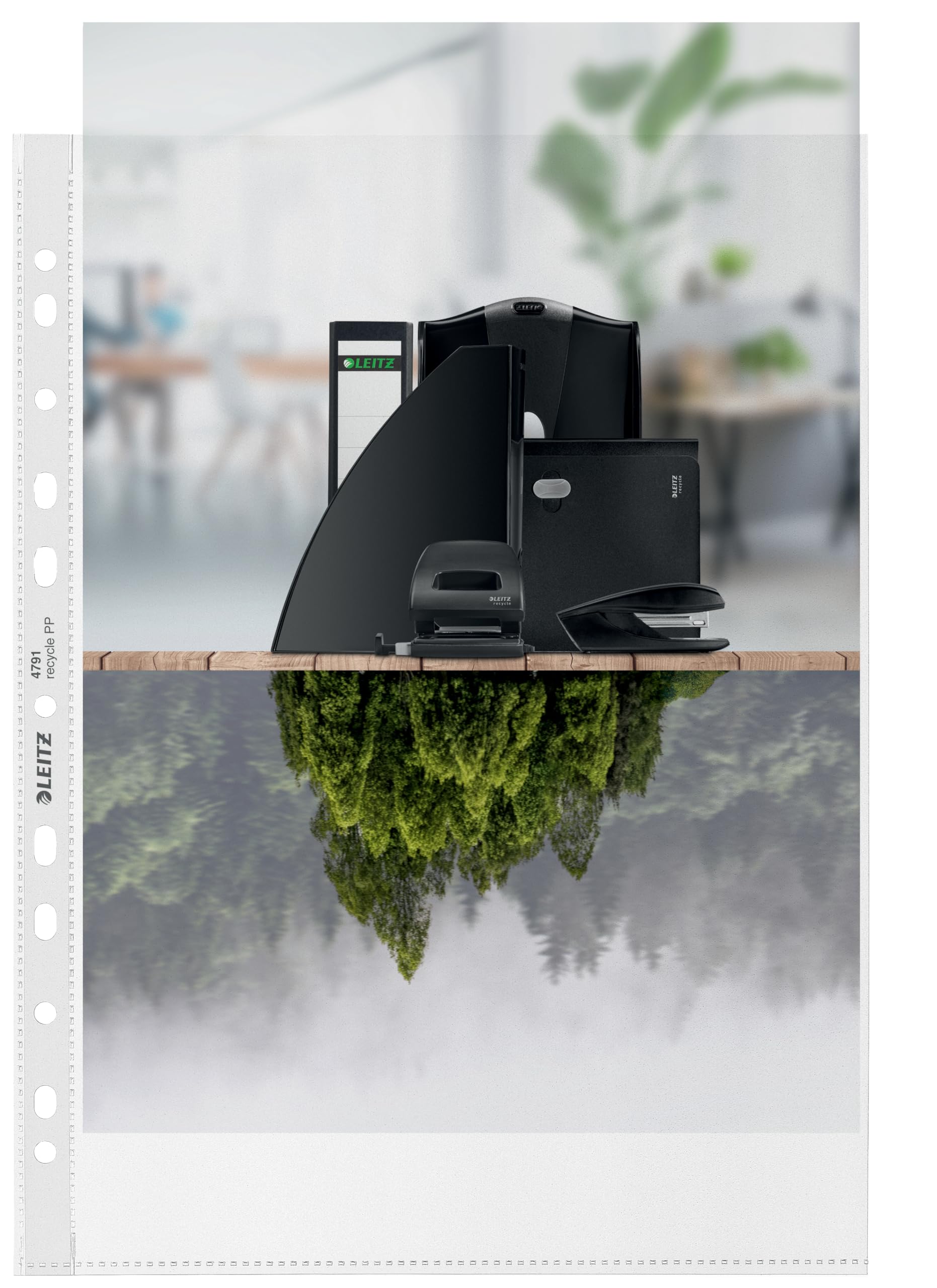 leitz-recycle-buste-perforate-a4-100-micron-trasparente-100-pezzi image 1