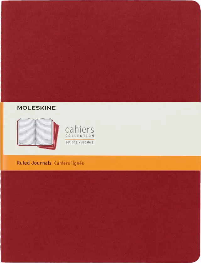 moleskine-cahier-journal-extra-large-19-x-25-cm-set-3-quaderni-a-righe-rosso-mir image 1