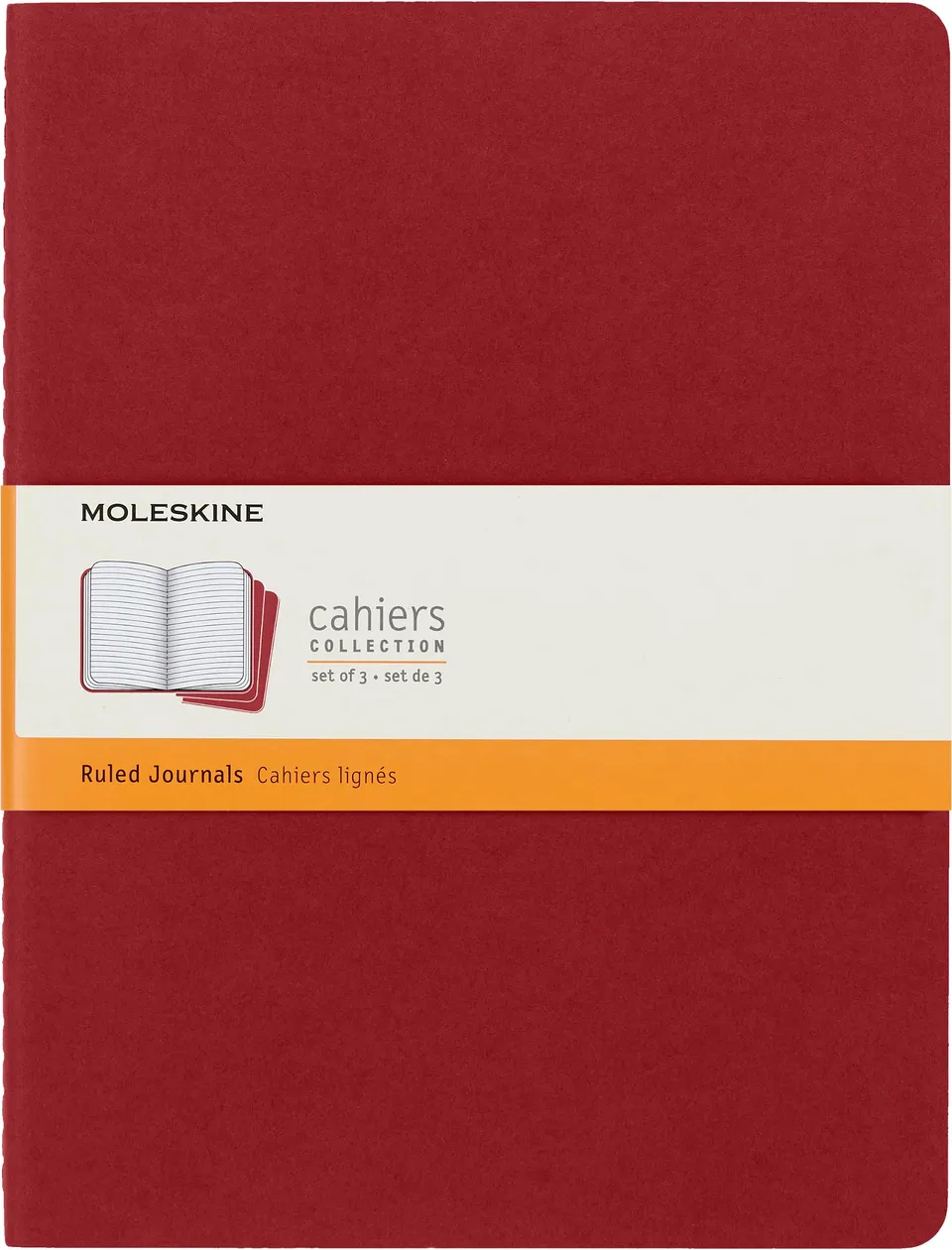 moleskine-cahier-journal-extra-large-19-x-25-cm-set-3-quaderni-a-righe-rosso-mir image 1