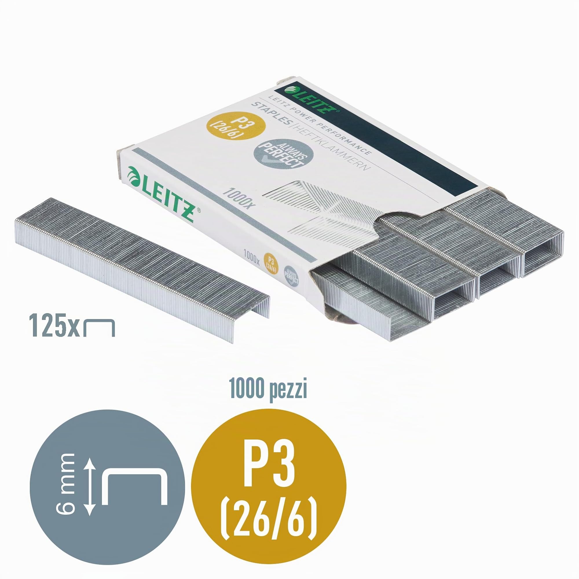 leitz-p3-26-6-punti-galvanizzati-per-30-fogli-1000-pezzi-silver image 3