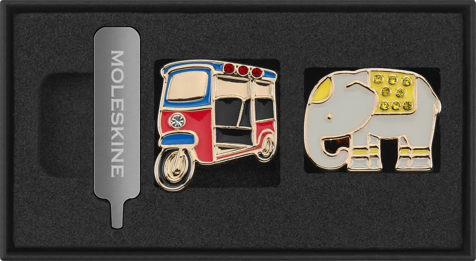 moleskine-pins-thailandia-tuk-tuk-ed-elefante-per-taccuini-e-agende image 1