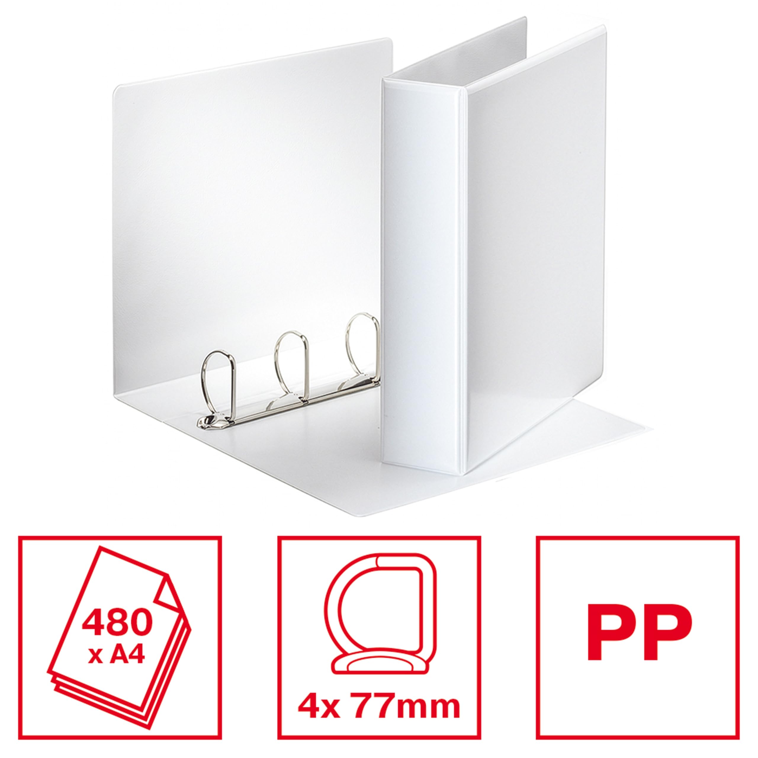 esselte-essentials-raccoglitore-4-anelli-d-a4-maxi-dorso-7-7-cm-bianco-49705 image 2