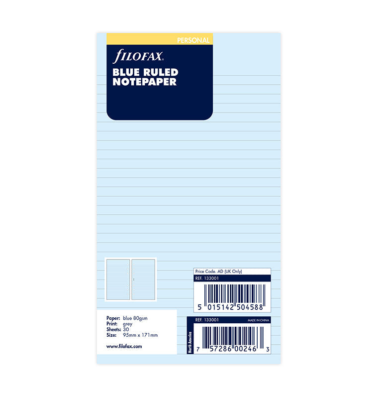 filofax-fogli-a-righe-azzurro-personal-30-fogli image 1