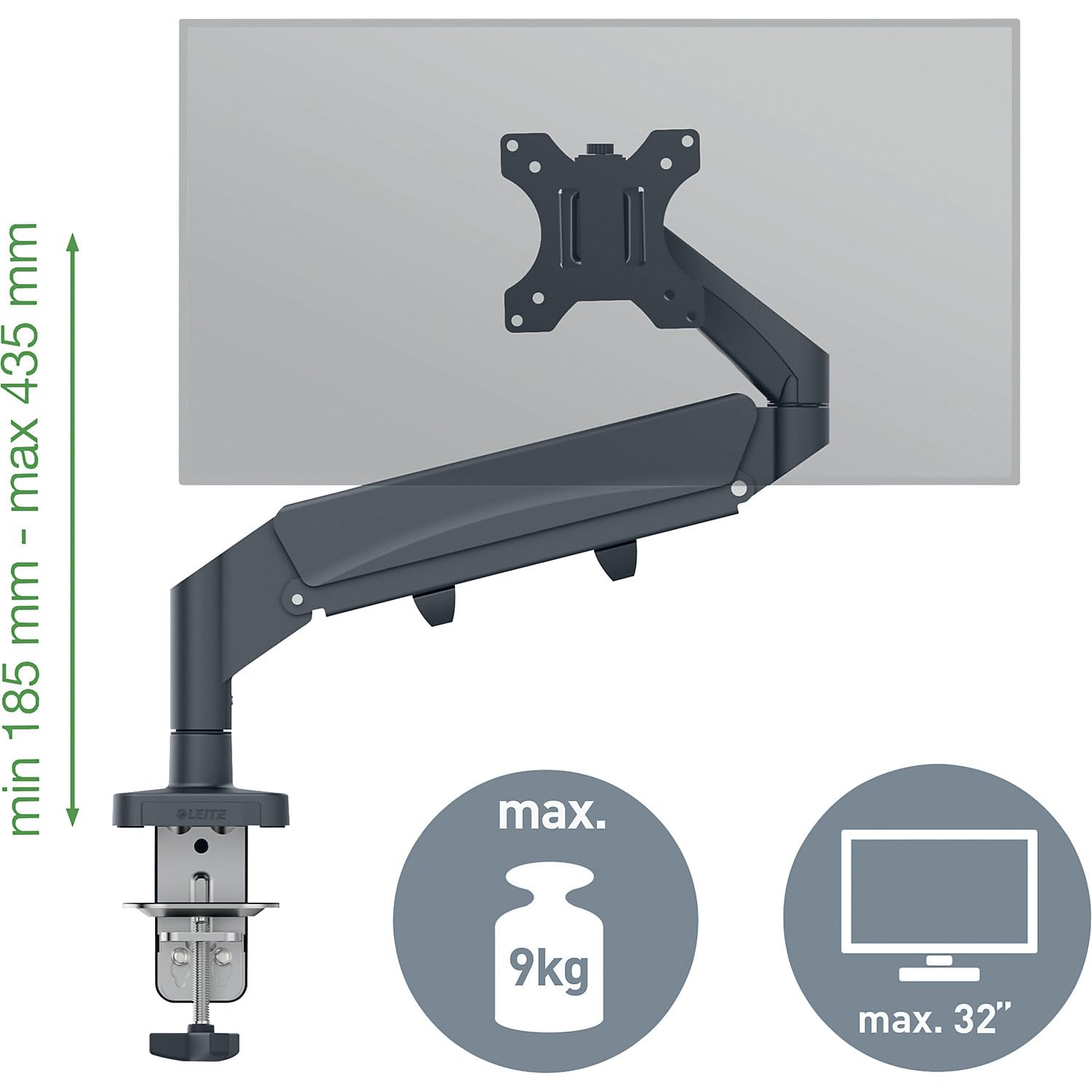 leitz-ergo-braccio-monitor-singolo-17-32-9-kg-grigio-scuro image 5