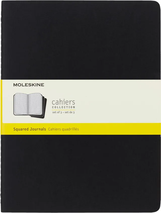 moleskine-cahier-journal-set-3-quaderni-xl-19x25-cm-nero-quadretti-120-pagine image 1