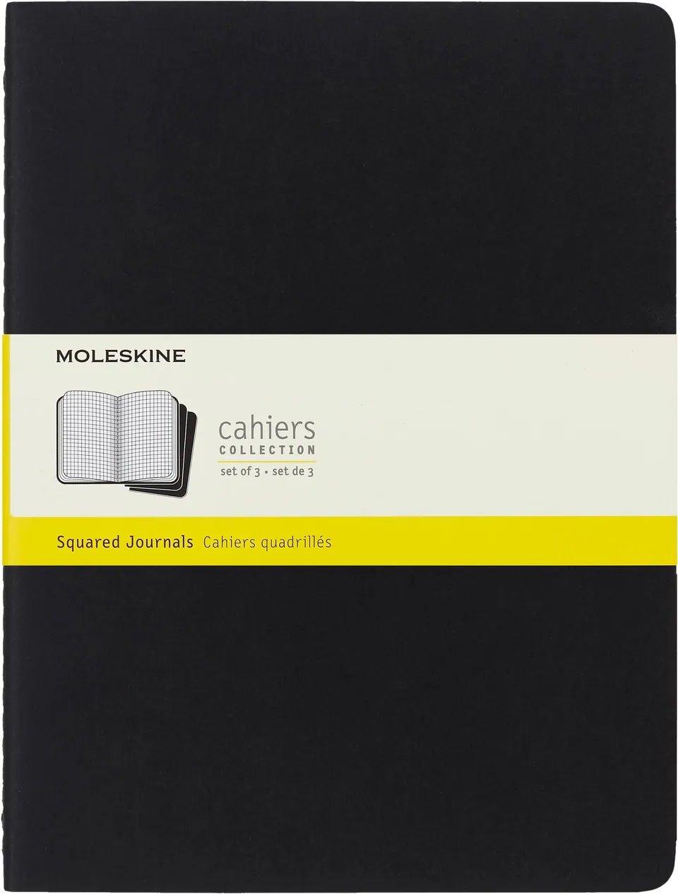 moleskine-cahier-journal-set-3-quaderni-xl-19x25-cm-nero-quadretti-120-pagine image 1