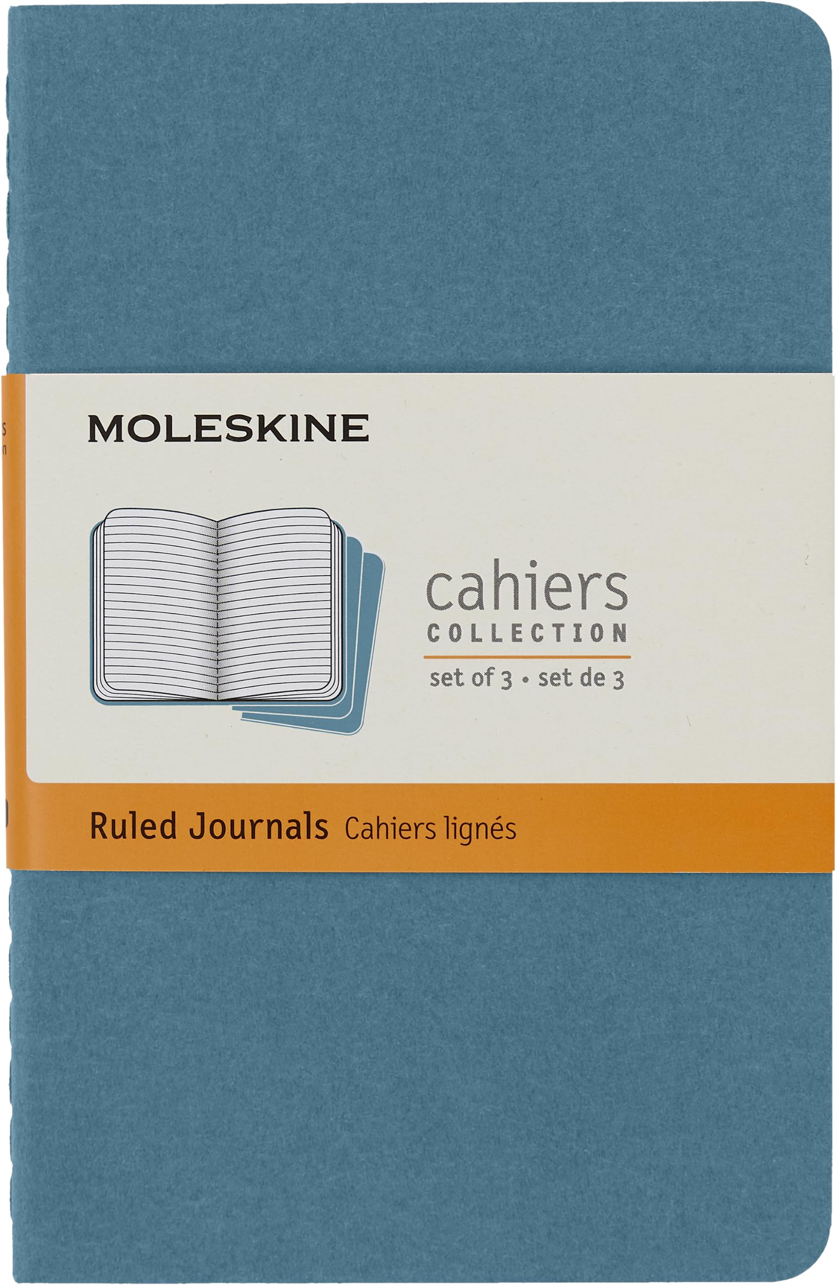 moleskine-cahier-journal-set-3-quaderni-a-righe-blu-brillante-pocket-9x14-cm-64- image 1