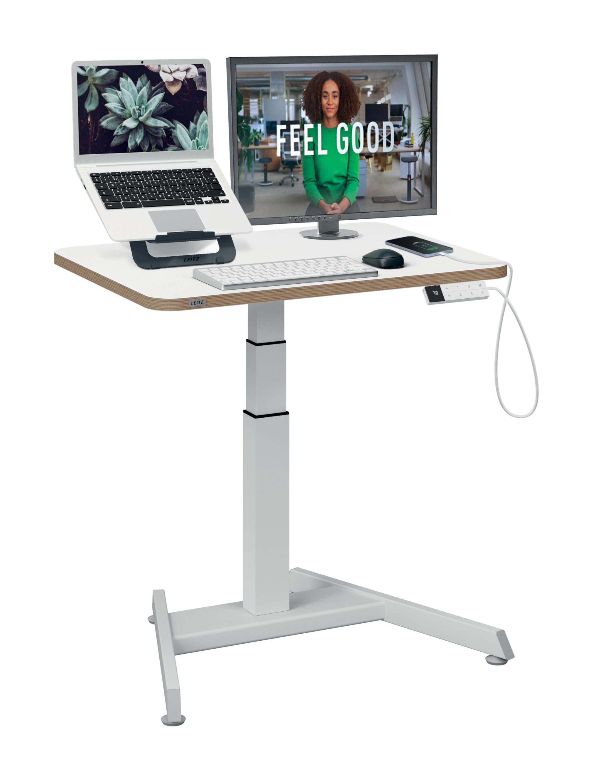 leitz-ergo-65340001-scrivania-sit-stand-elettrica-80-x-60-cm-bianca image 1