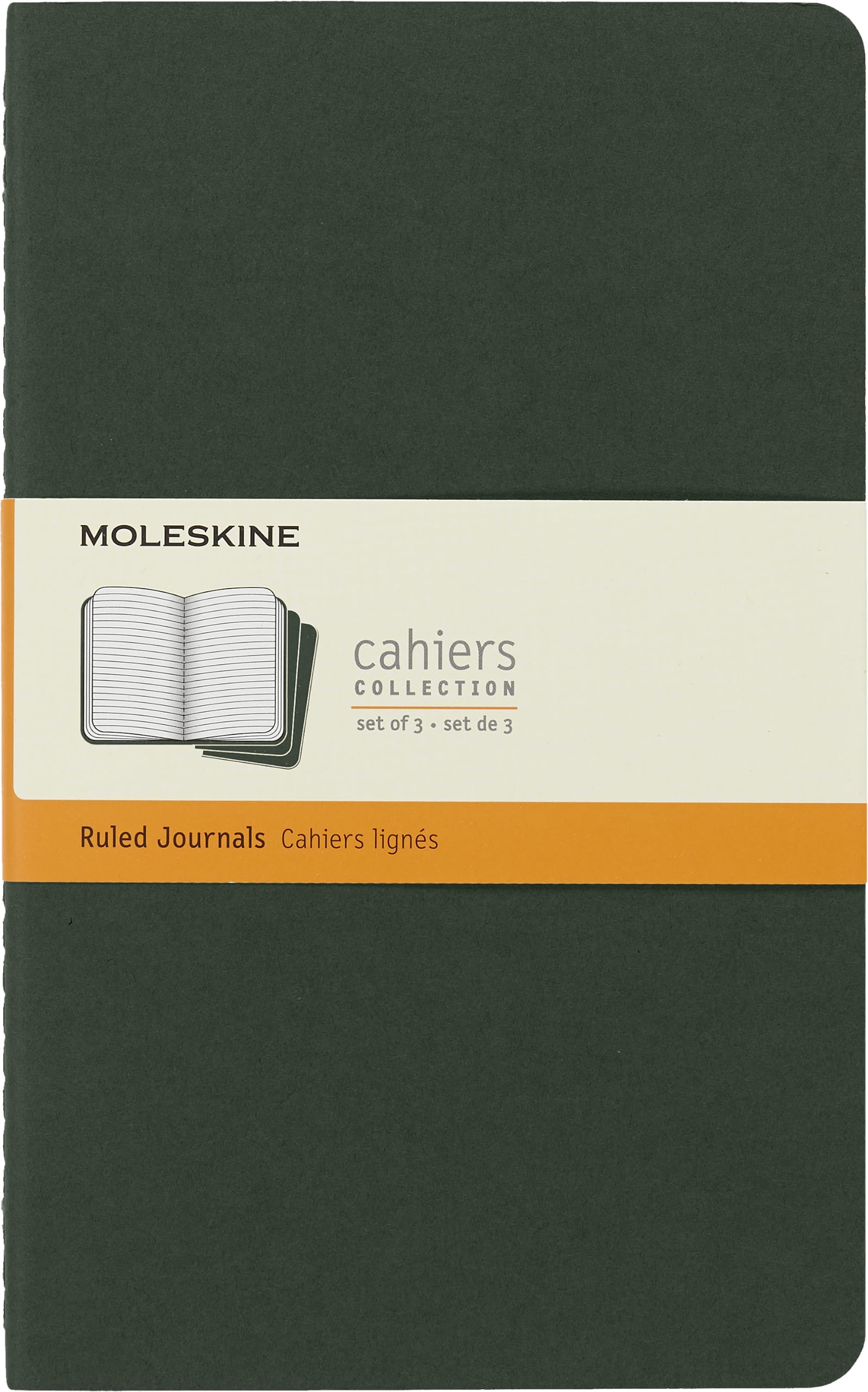 moleskine-cahier-journal-set-3-quaderni-large-13x21-cm-verde-mirto-80-pagine-rig image 1