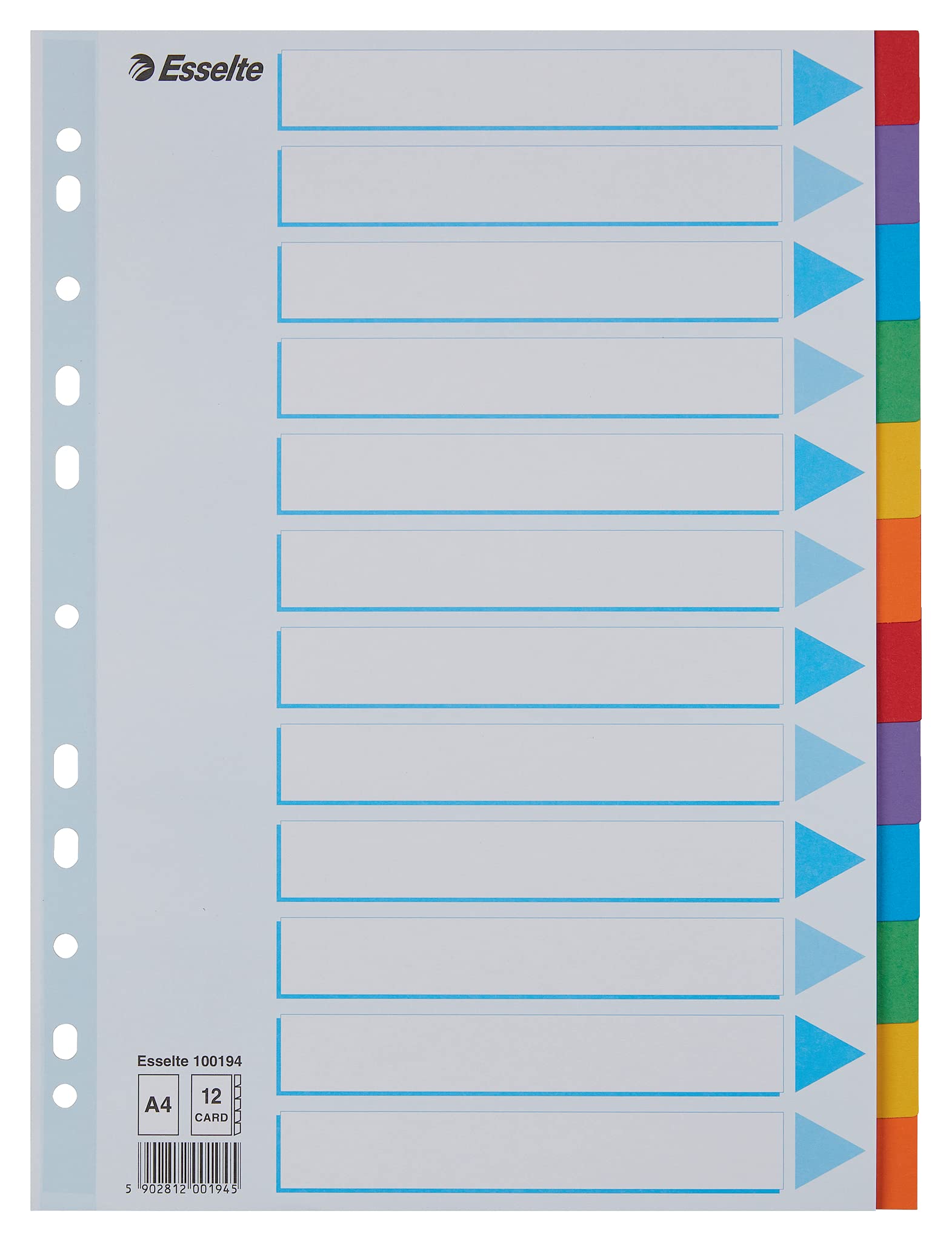 esselte-100194-divisori-per-raccoglitori-a4-12-tasti-cartoncino-riciclato-multic image 1