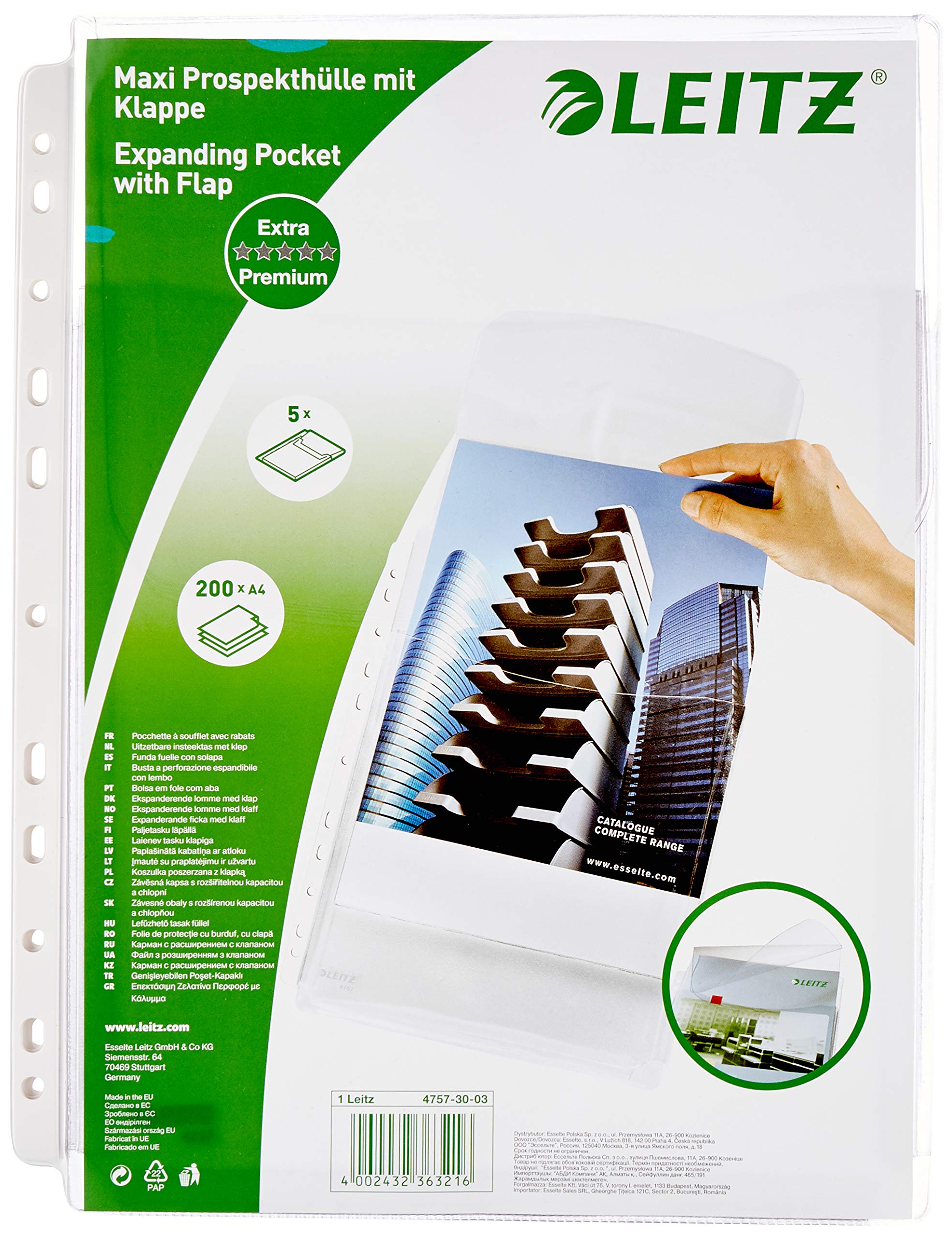 leitz-buste-perforate-premium-a4-espandibili-170-micron-x5-47573003 image 1