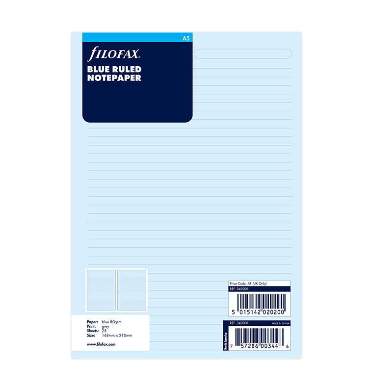 filofax-fogli-a-righe-azzurro-a5-25-fogli image 1