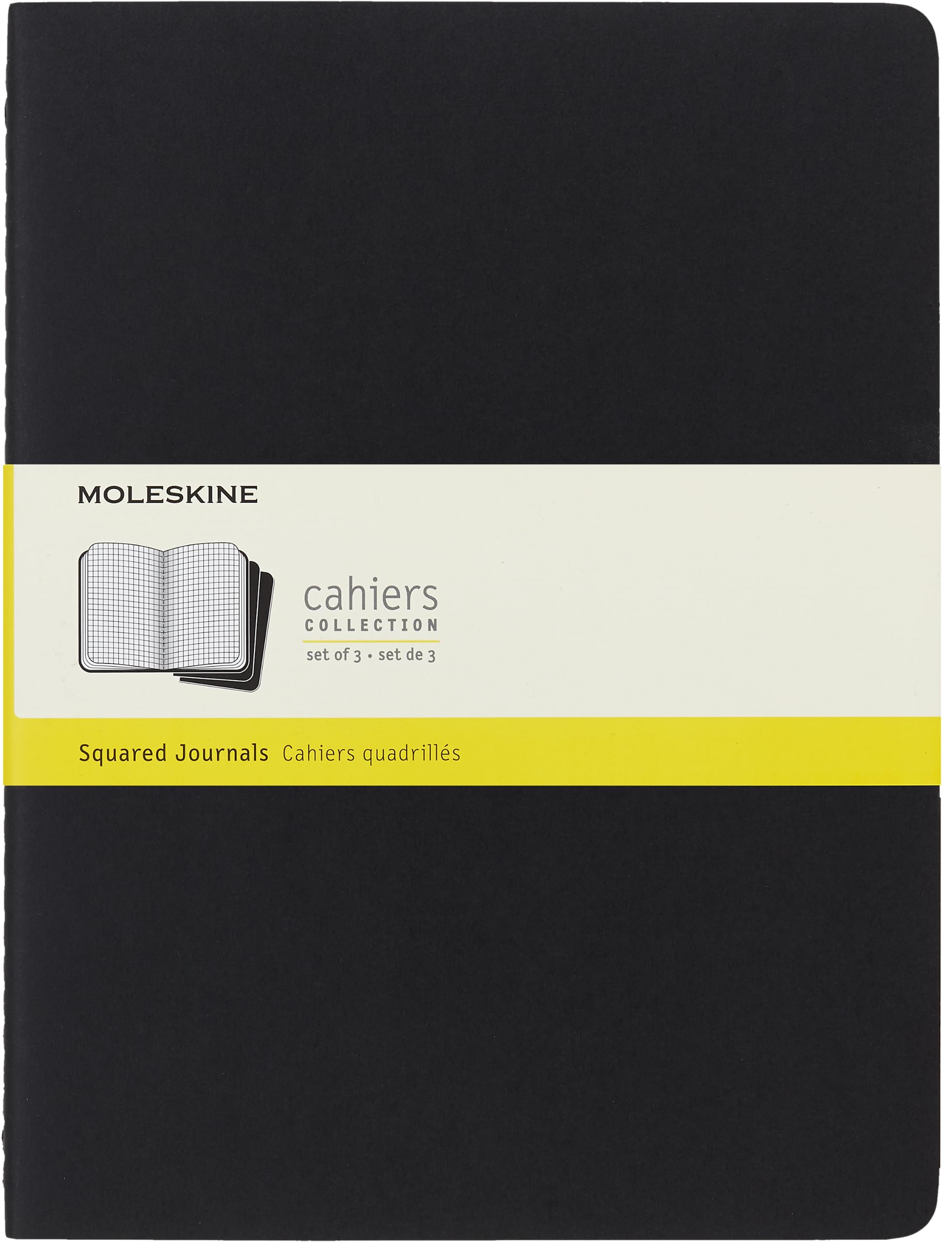 moleskine-cahier-journal-set-3-quaderni-xl-19x25-cm-nero-quadretti-120-pagine image 1