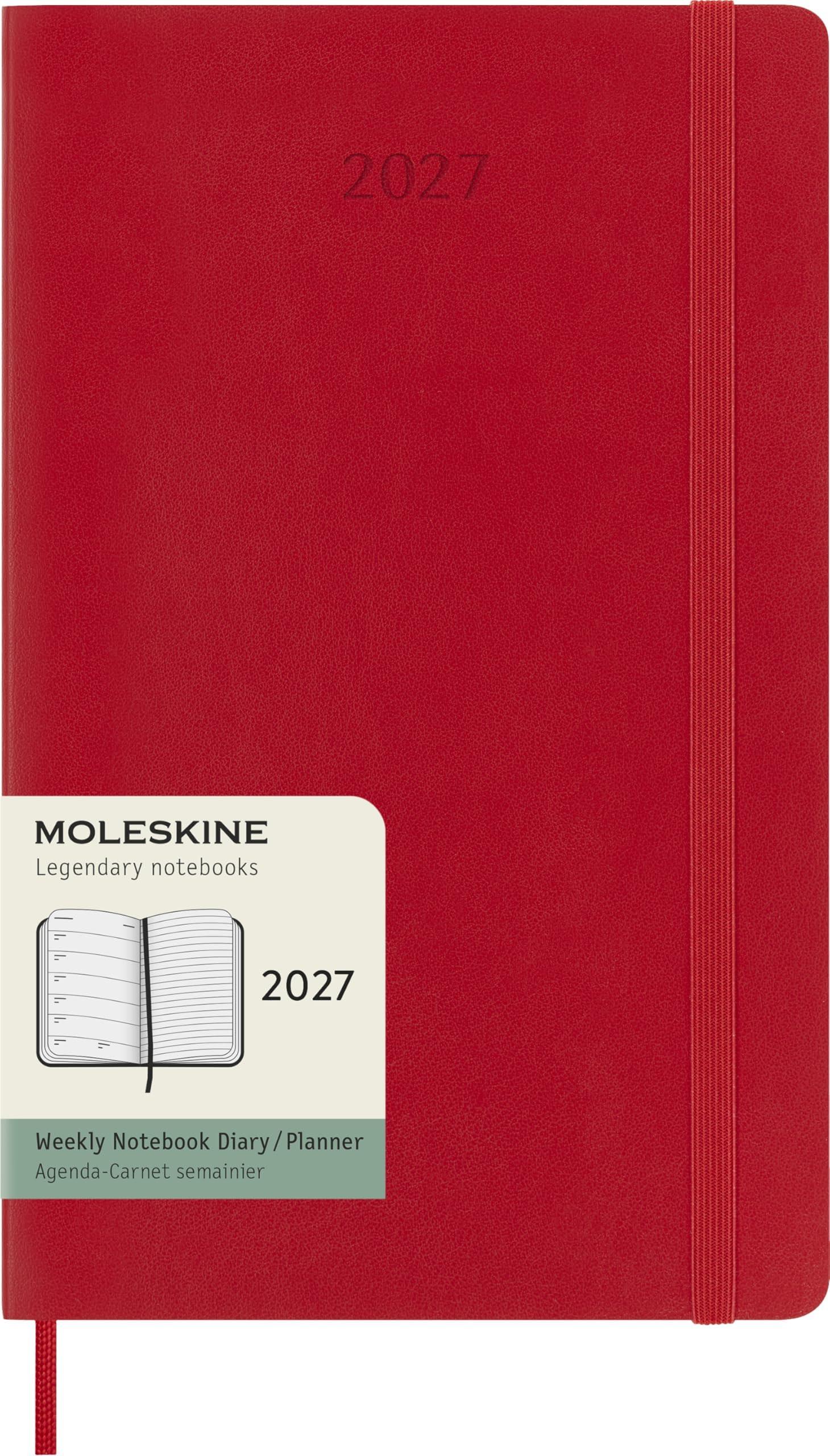 moleskine-agenda-settimanale-2027-large-13x21-cm-rosso-scarlatto-copertina-morbi image 1