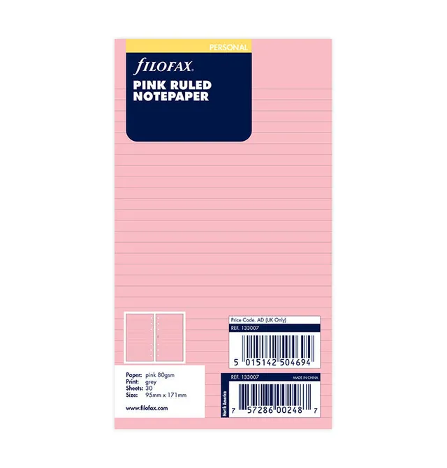 filofax-fogli-a-righe-rosa-personal-ricarica-organiser-30-fogli image 1