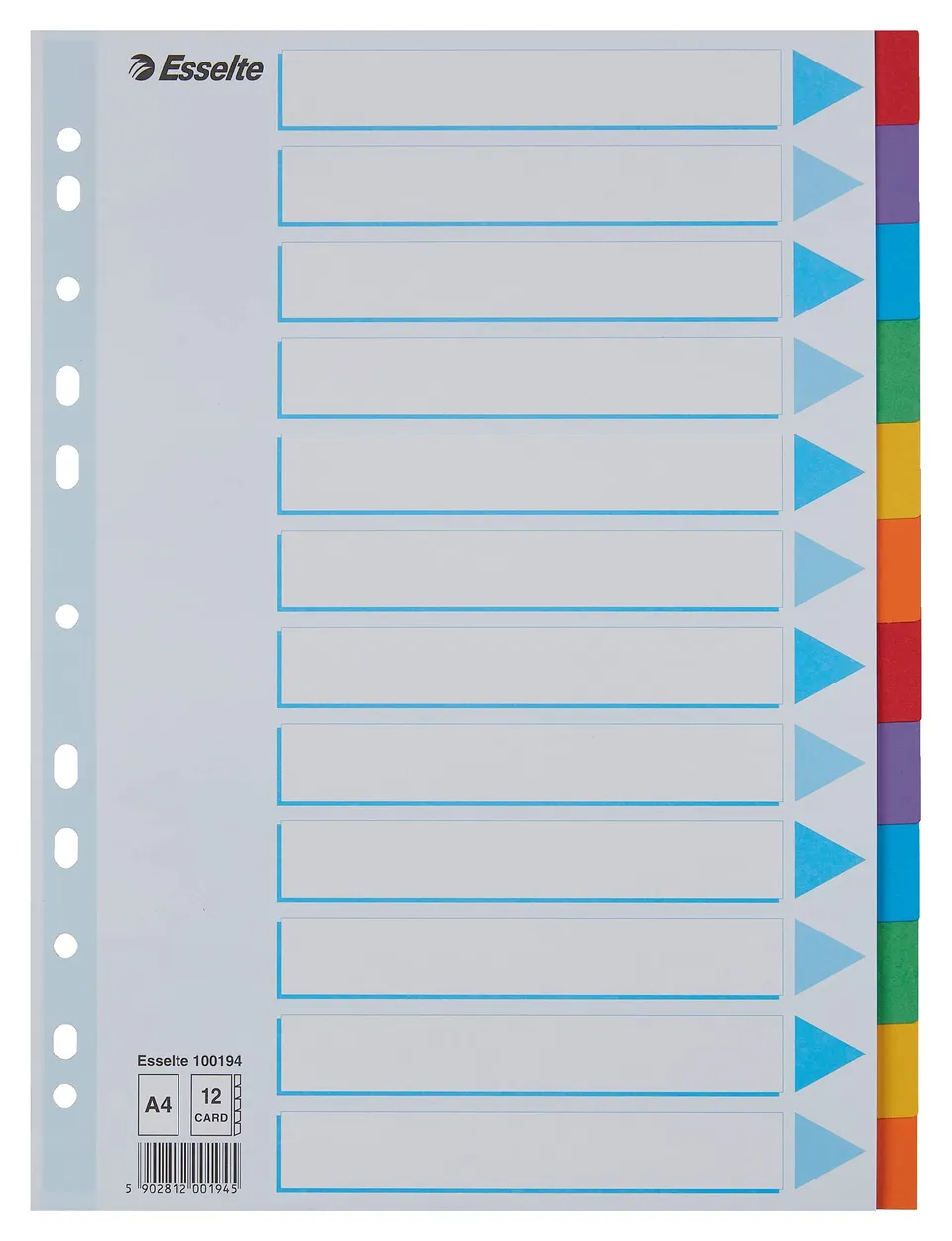 esselte-100194-divisori-per-raccoglitori-a4-12-tasti-cartoncino-riciclato-multic image 1