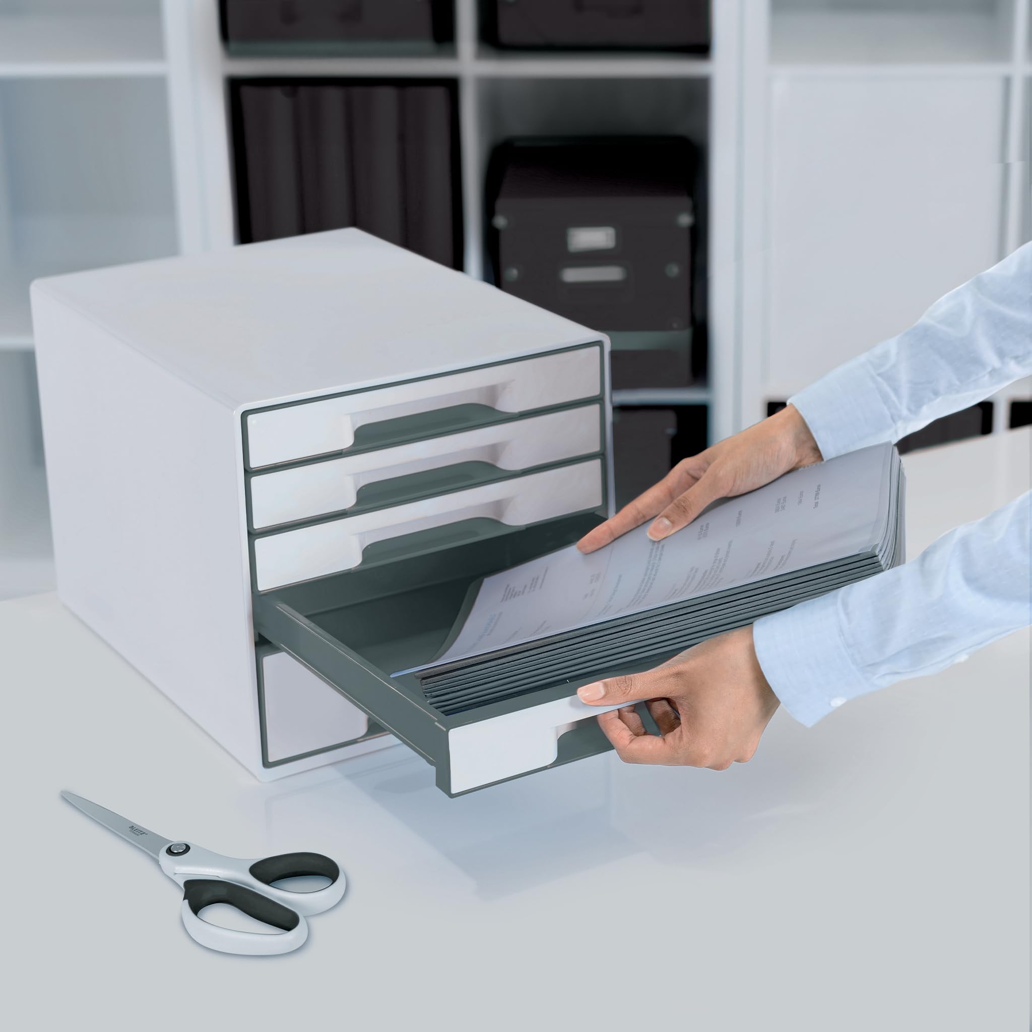 leitz-wow-cube-cassettiera-5-cassetti-a4-bianco-grigio-52142001 image 2