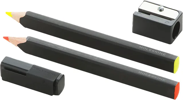moleskine-set-2-matite-evidenziatore-giallo-e-arancione-con-temperino image 1
