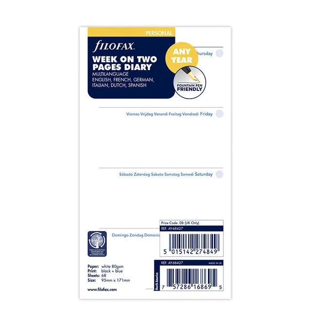 filofax-the-original-refill-calendario-settimanale-2-pagine-personal-any-year-mu image 1