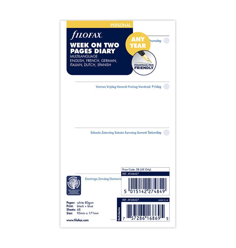 filofax-the-original-refill-calendario-settimanale-2-pagine-personal-any-year-mu image 1