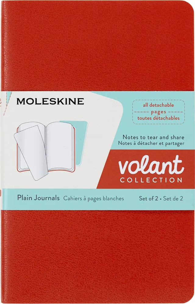 moleskine-volant-journal-set-2-quaderni-pocket-9x14-cm-righe-arancione-corallo-e image 1
