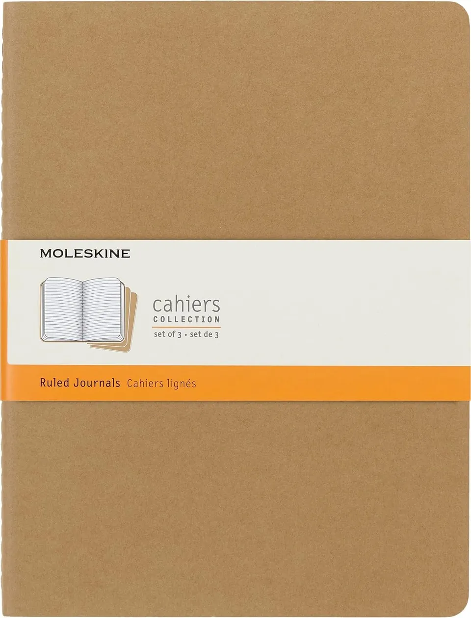 moleskine-cahier-journal-set-3-quaderni-a-righe-xl-marrone image 1