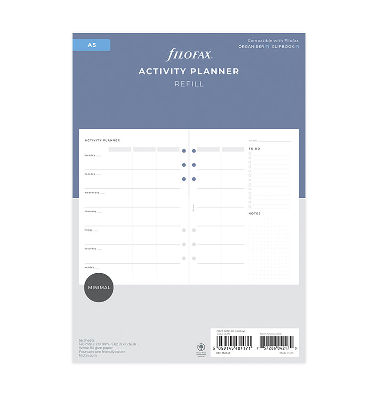 filofax-activity-planner-refill-a5-minimal image 1