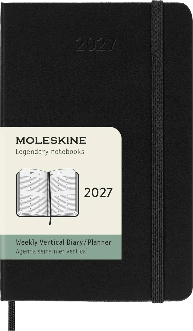 moleskine-agenda-settimanale-verticale-2027-pocket-9x14-cm-nero-copertina-rigida image 1
