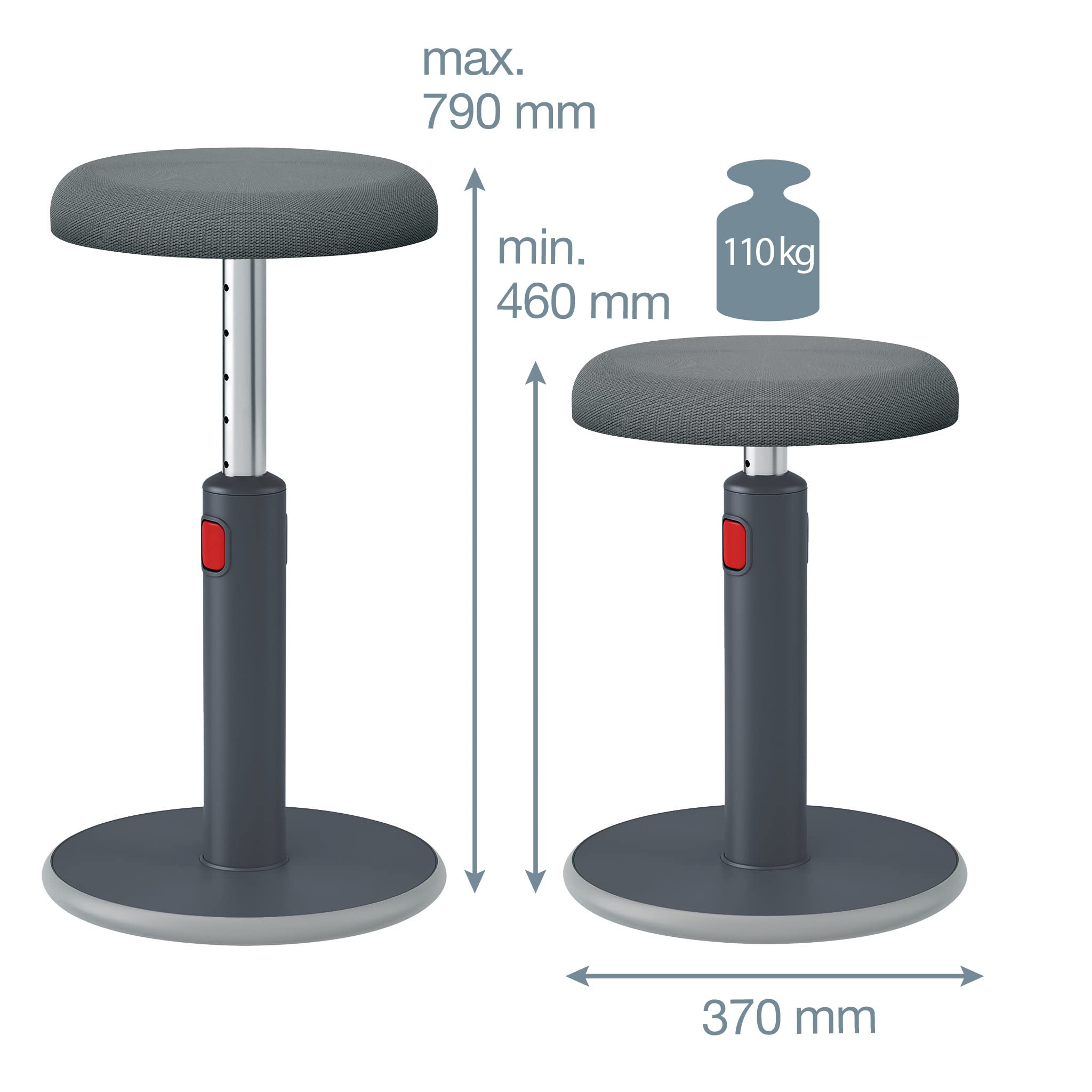 leitz-ergo-cosy-active-sgabello-ergonomico-grigio-velluto-46-79-cm image 3