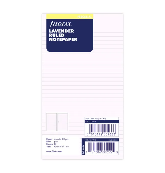filofax-refill-fogli-a-righe-lavanda-personal-30-fogli image 1