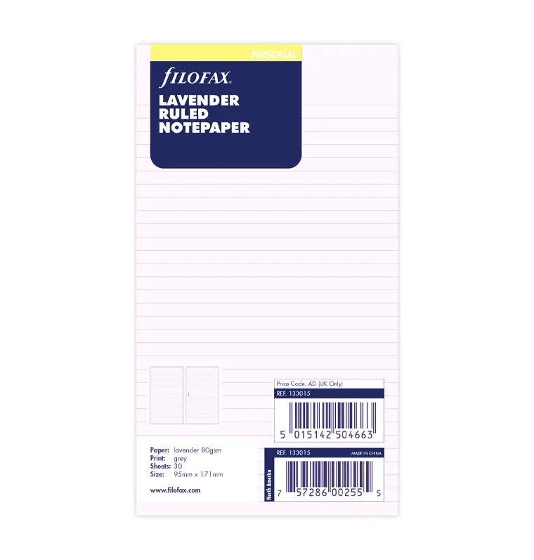 filofax-refill-fogli-a-righe-lavanda-personal-30-fogli image 1