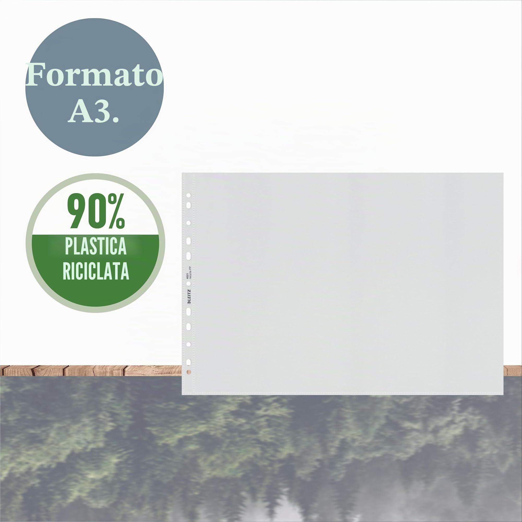leitz-recycle-buste-perforate-a3-trasparenti-100-micron-confezione-da-25 image 2