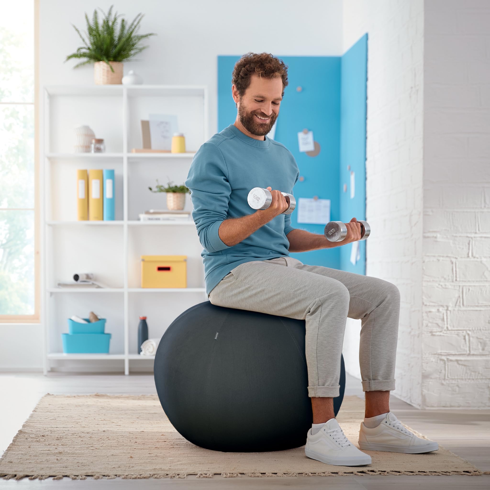 leitz-ergo-cosy-active-palla-da-seduta-ergonomica-65-cm-grigio-velluto-con-pompa image 3