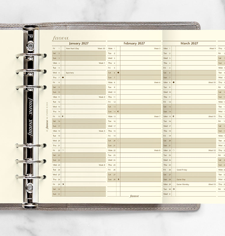 filofax-planner-annuale-verticale-crema-a5-inglese-2027 image 2