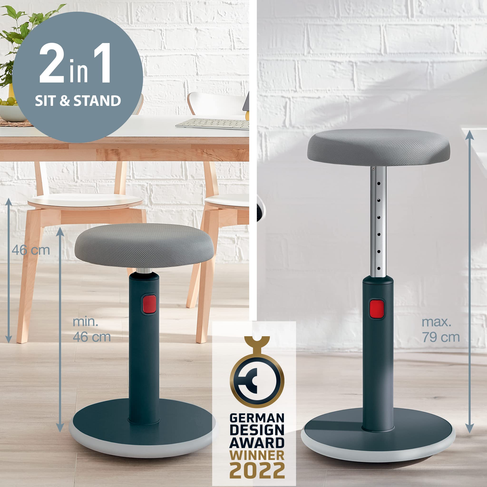 leitz-ergo-cosy-active-sgabello-ergonomico-grigio-velluto-46-79-cm image 4