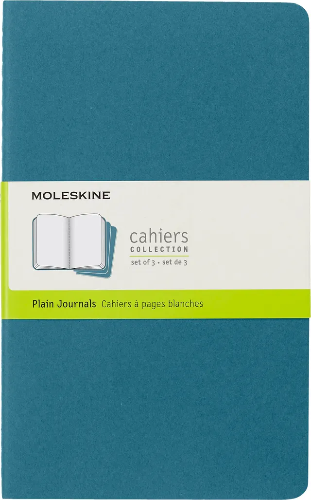 moleskine-cahier-journal-set-3-quaderni-large-13x21-cm-blu-pagine-bianche image 1