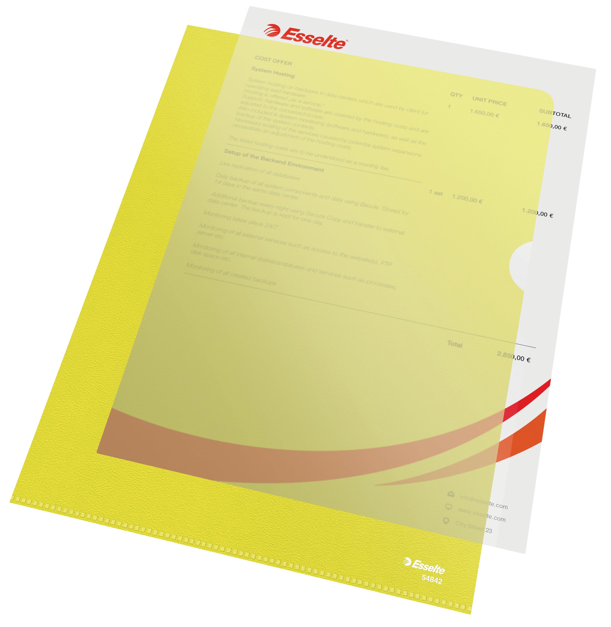 esselte-buste-a-l-deluxe-a4-ppl-antiriflesso-gialle-100-pz image 1